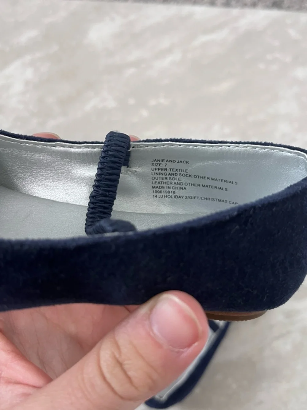 Janie and Jack Navy Blue Velvet Mary Jane Flats- Size 7